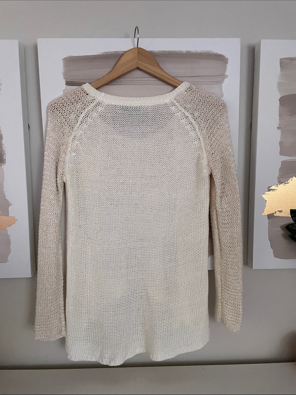 Quinn Light Cream Open-Knit Scoop Neck Sweater - Picture 4 of 4